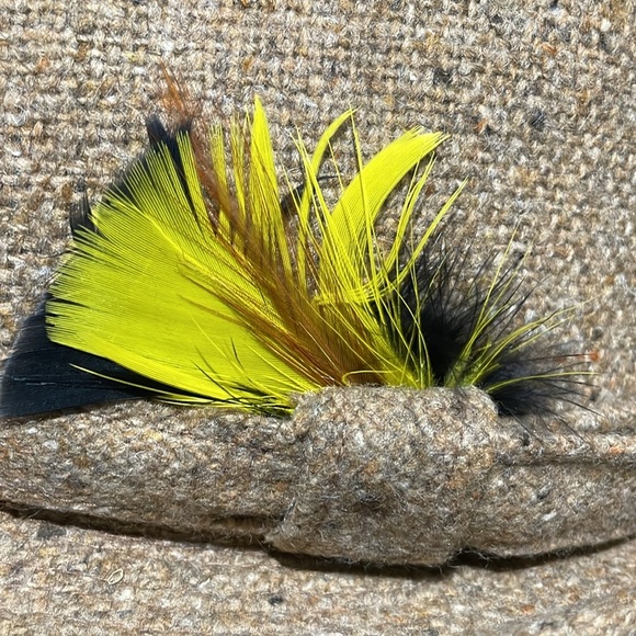 Fedora Hat Vintage 1970s Wool Blend Tweed with Feather by Lanning Men’s Large. - Picture 11 of 12